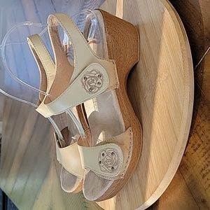 Dansko Womens Sonnet Strappy Leather Clog Sandal Shoe Beige Sz 41EU/10.5 US